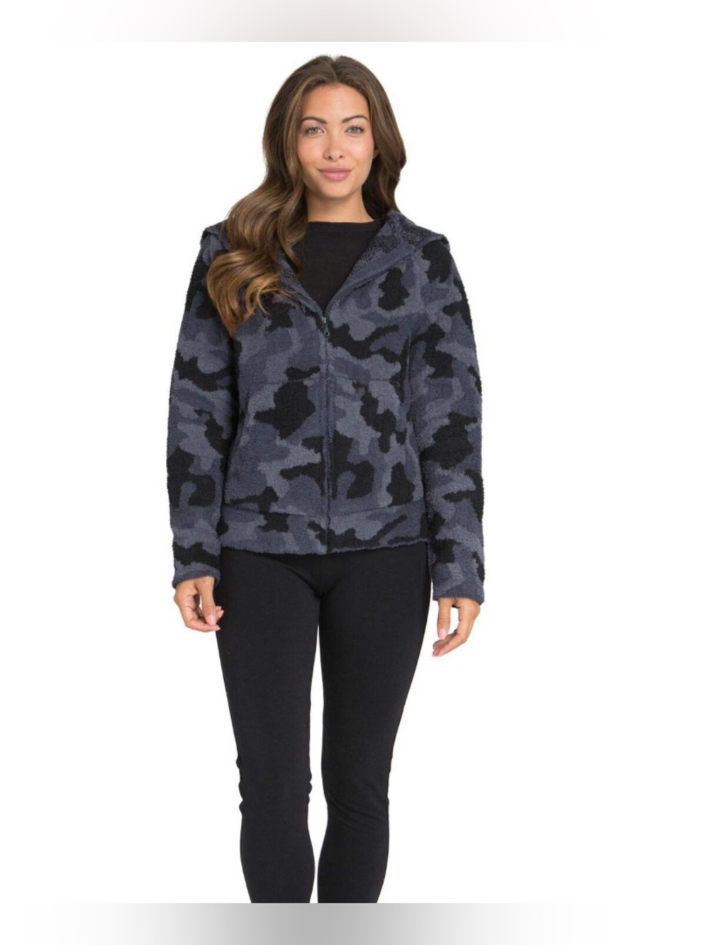 Barefoot Dreams Cozychic Ultra Lite Camo Zip Bomber Jacket Cozy Chic Size XS